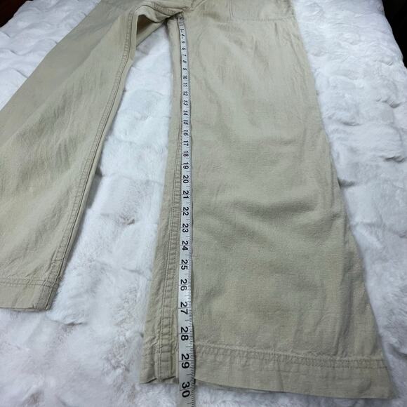 š5/$25 GUESS Linen Cotton Blend Wide Leg Relaxed Fit Mid Rise Khaki Pants 32 - Picture 14 of 16